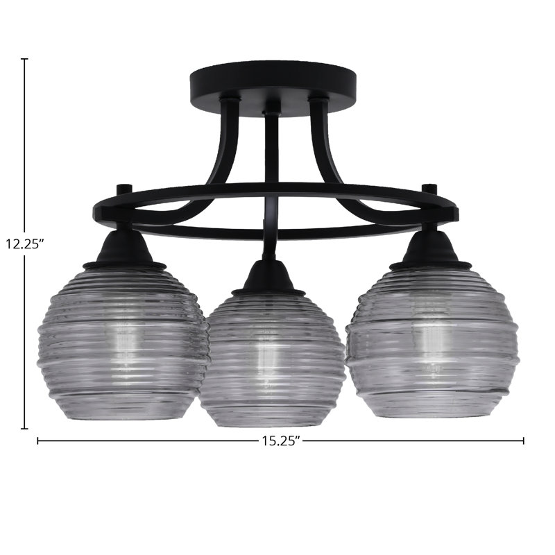 Plafonnier semi-encastré 3 lumières Paramount, Gris