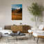 Yourtes de la steppe dorée - Paysage rustique et paisible avec chevaux et montagnes (affiche murale)-915663401