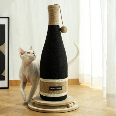 Poteau à griffer en sisal pour chat avec ballon suspendu et base de jeu stable
