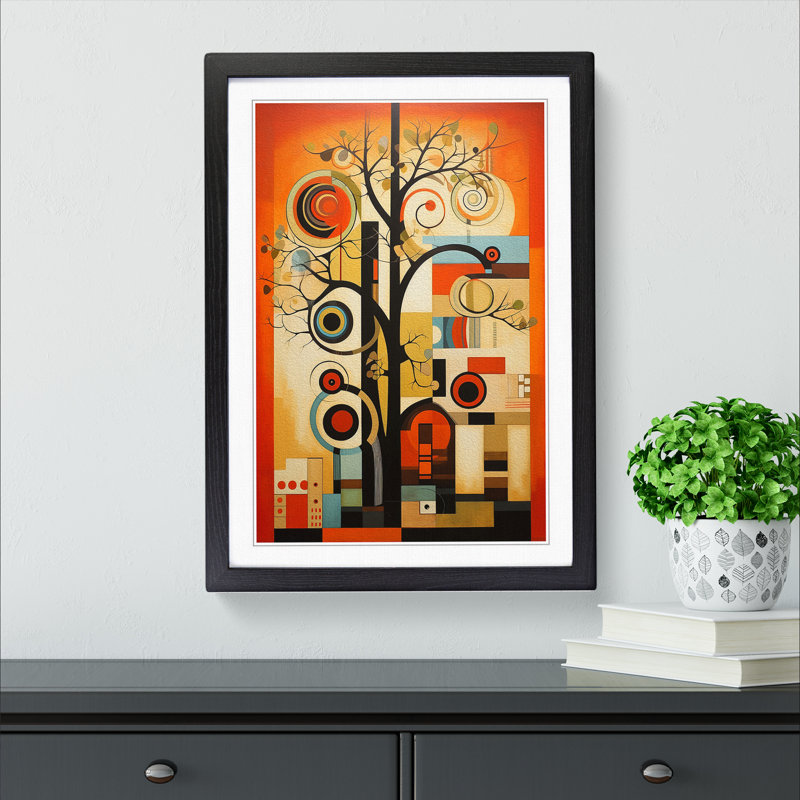 Oak Tree Constructivism No.4 - Single Picture Frame Print on Wood, Black, 64cm H x 46cm W x 2cm D