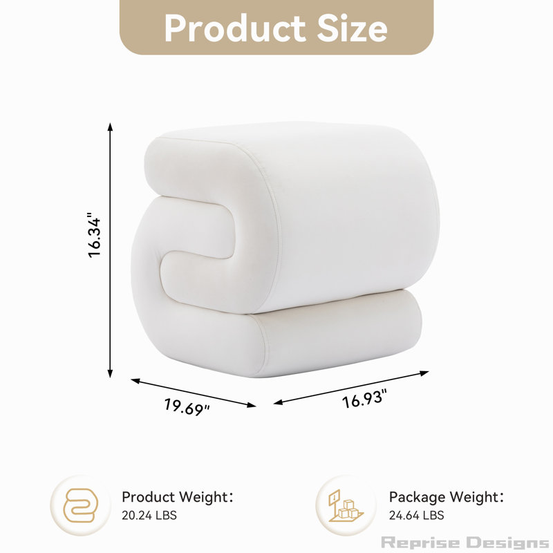 S-shape Ottoman Makeup Stool Footstool, White
