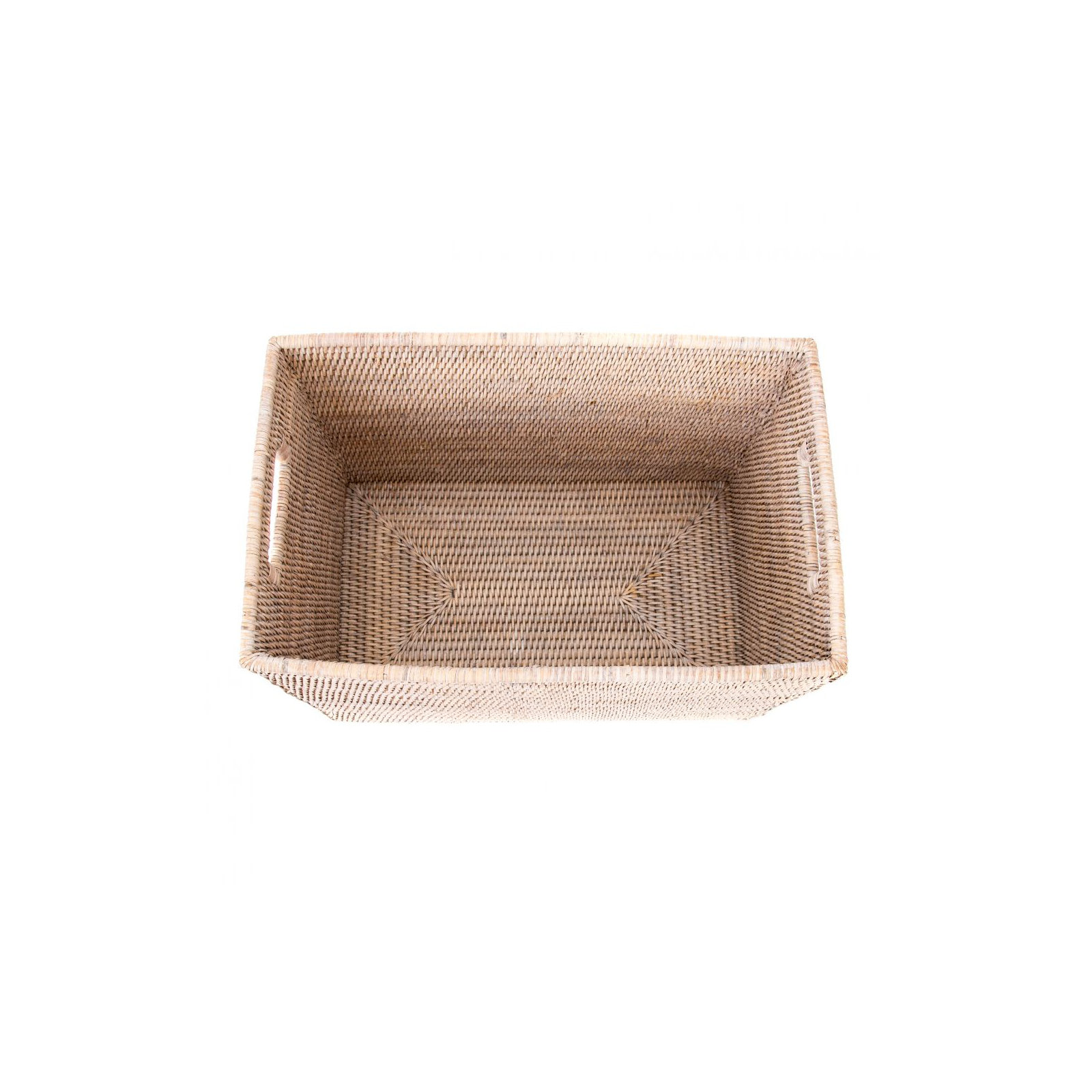 Handmade Coastal Rattan Decorative Basket 1, White Wash