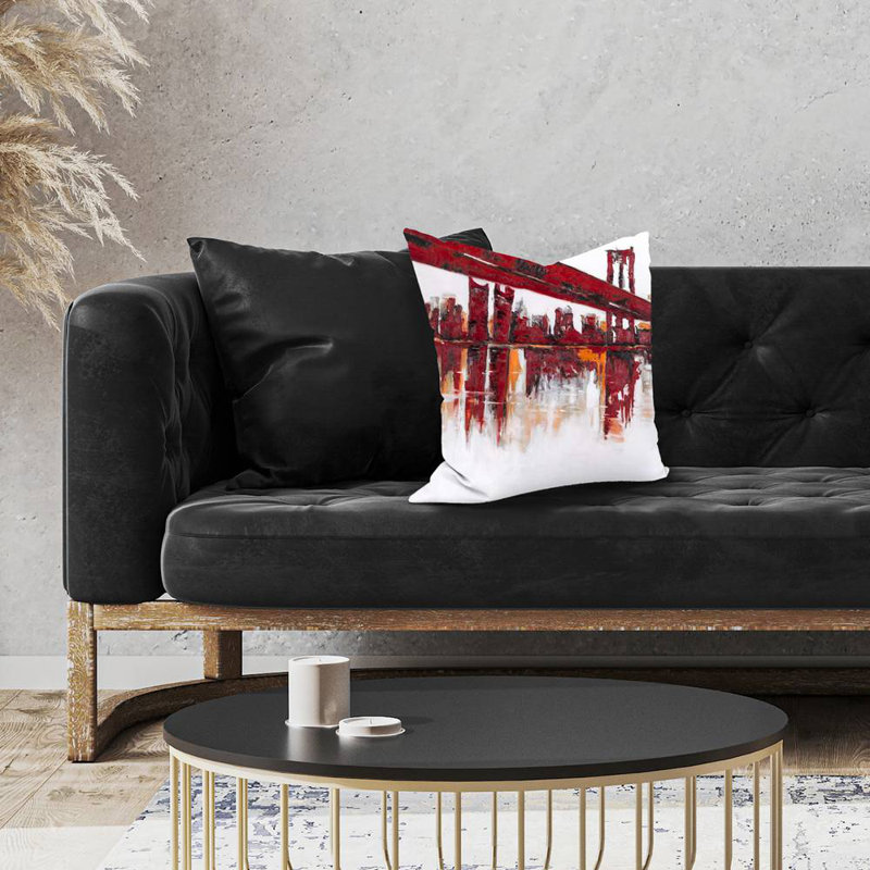 Red bridge - 18"x18" Throw pillow cover - Poly twill - Print on demand