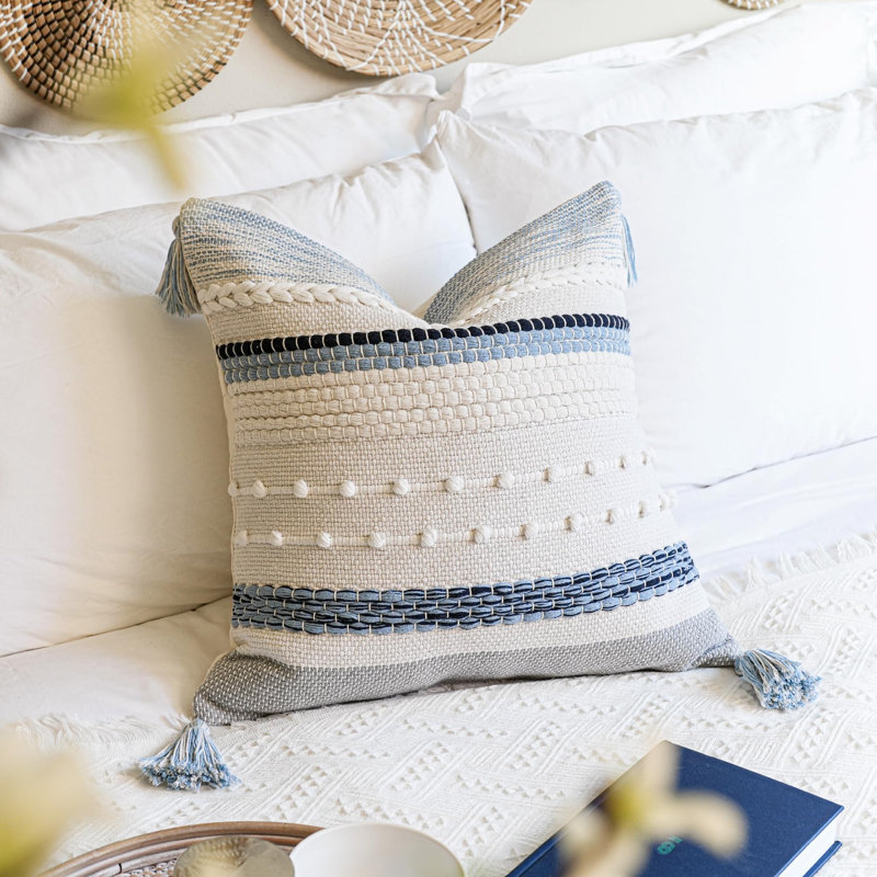 Housse de coussin décorative bord de mer bohémienne moderne 20 x 20 Coastal