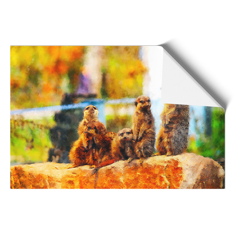 Family Of Meerkats - No Frame Print, 21cm H x 30cm W x 0.1cm D