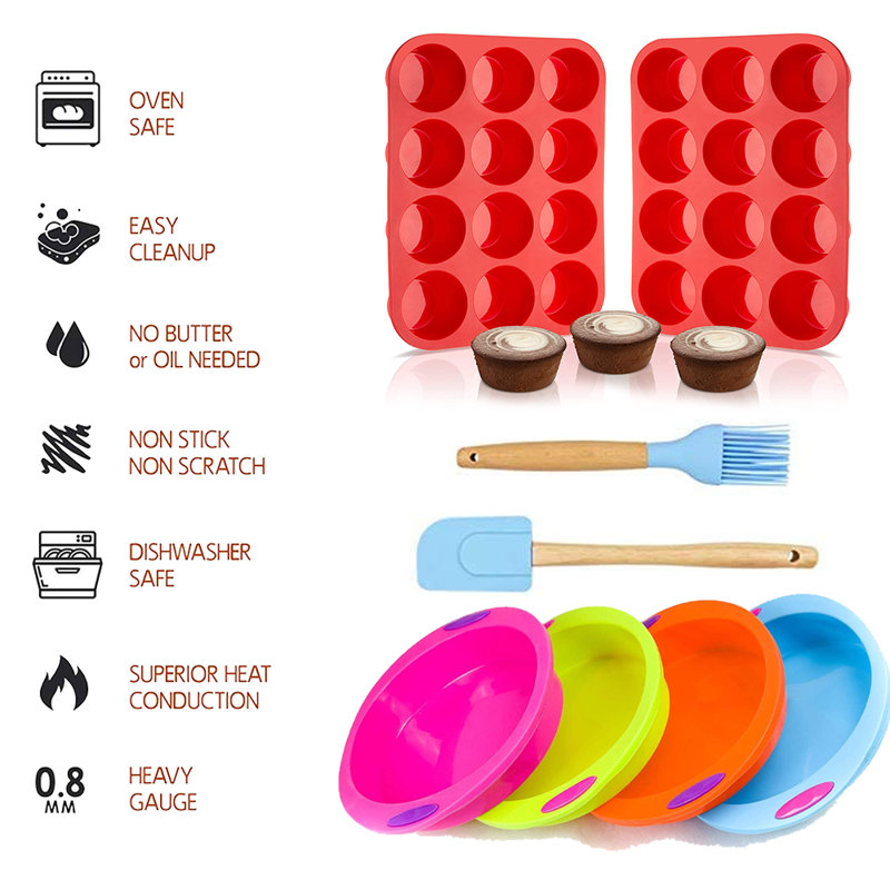 Belfry Kitchen Shian 3 Piece Non-Stick Silicone Bakeware Set