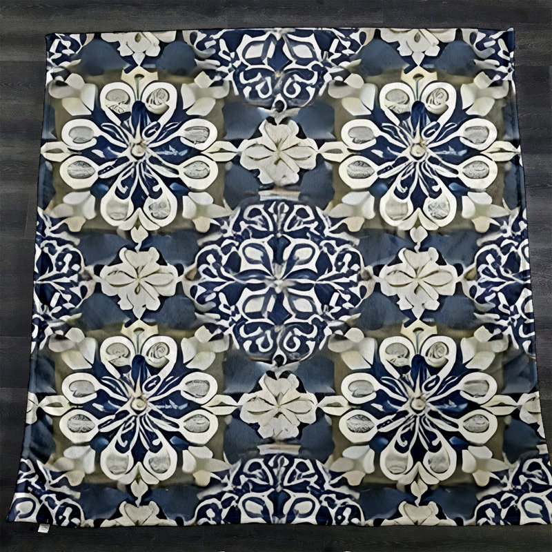 Throw Blanket, 51" W x 60" L, Geometric Shapes/Abstract, Dark Blue/Gray