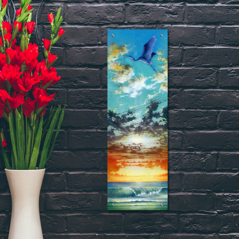 «Island ArrIVal» par James Mazzotta, art mural en verre acrylique, H 36 po x l 12 po