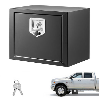 Coffre à outils sous châssis pour camionnette, 45,7 x 30,5 x 35,6 cm, en acier robuste, avec serrure et clés, étanche, avec poignée en T, pour camionnette, fourgonnette, VUS, noir.