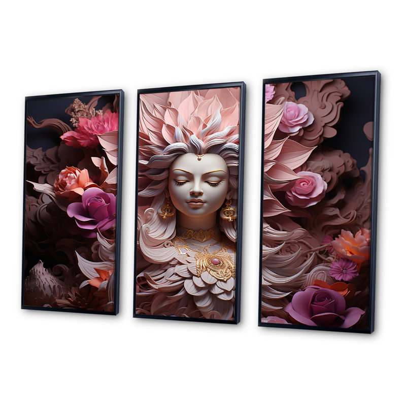 Ensemble de salon Devis Divine Dahlia, Cadre flottant noir, H 32 po x l 48 po x P 1 po