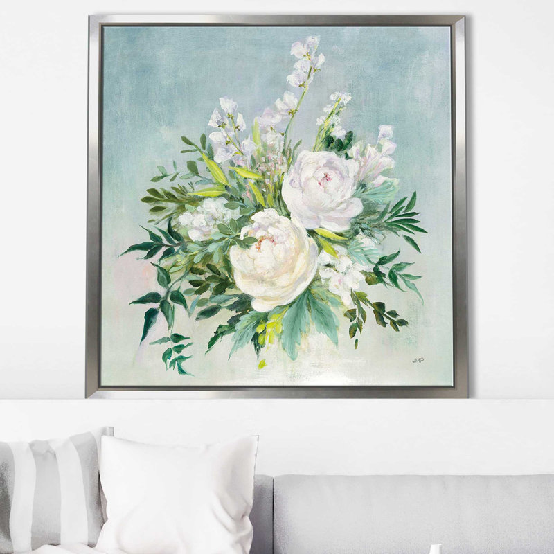 Bouquet de mariée - peinture, Cadre flottant argent, H 21,5 po x l 21,5 po x P 2 po