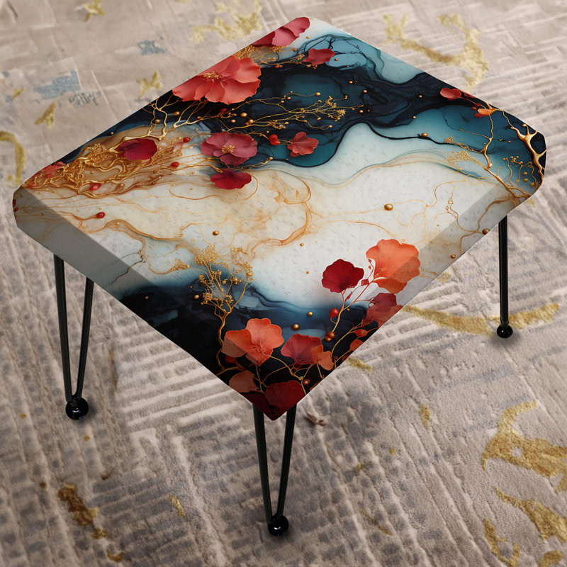 Enchanted White And Blue Marble Pattern - Marble Rectangle Ottoman