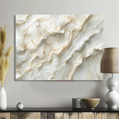 Soft Neutral Marble Oasis V - Modern Metal Art Print, Modern Marble Metal Wall Decor