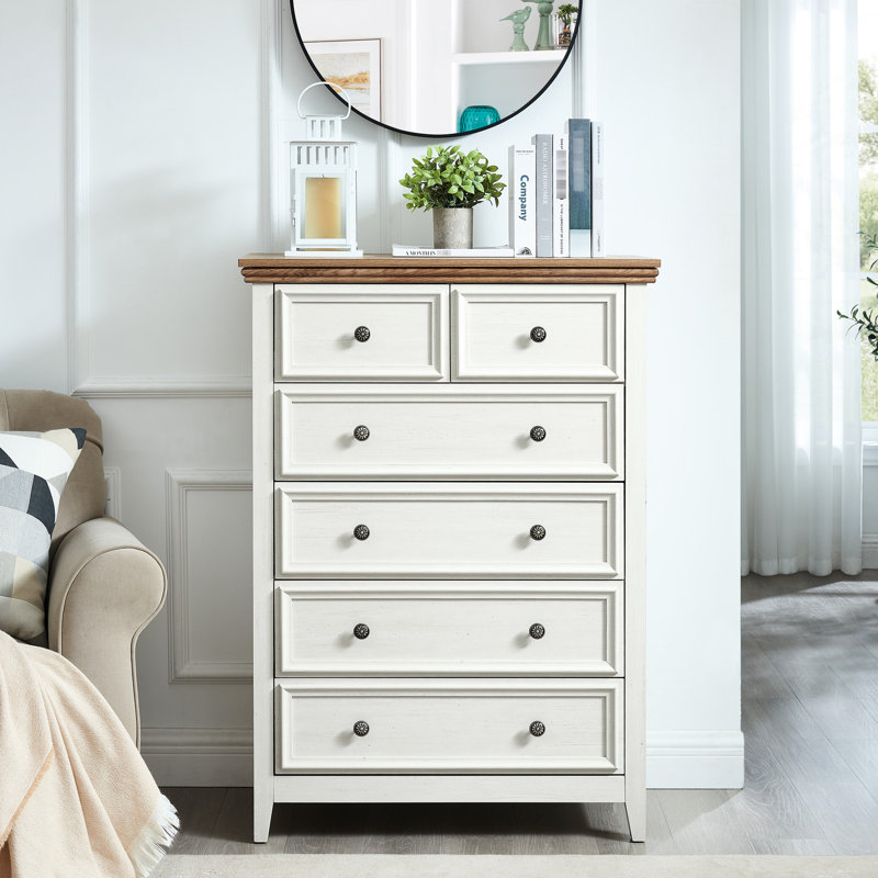Commode beige à 6 tiroirs - Solution de rangement à 6 tiroirs