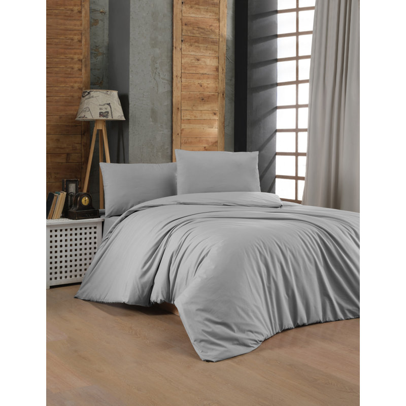 Asinat Light Blue 100% Cotton Duvet Cover Set, Light Gray, Twin Duvet Cover + 1 31" x 31" Pillowcase