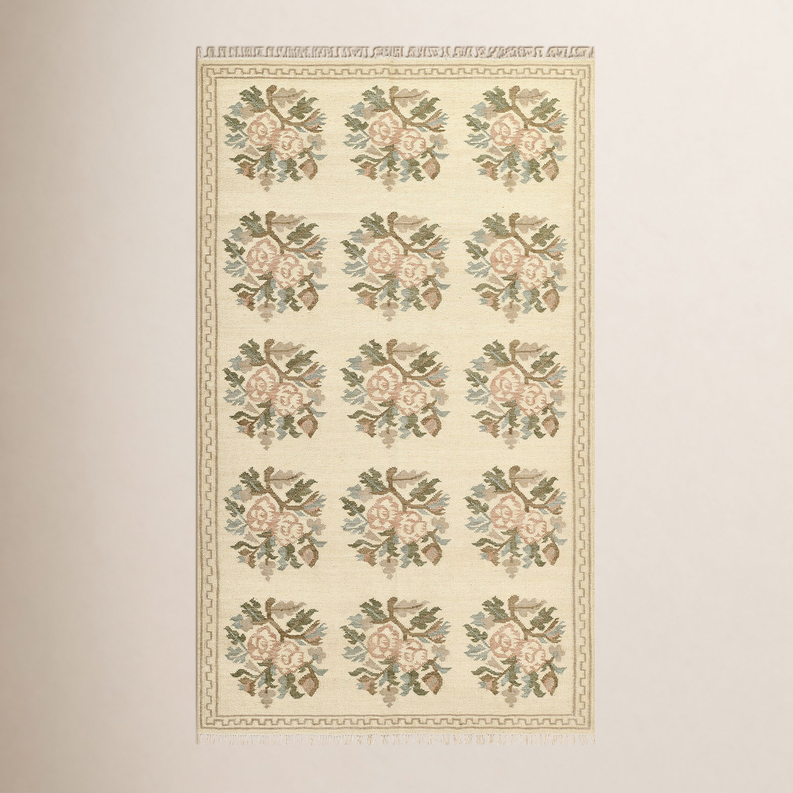 Florence Ivory Hand-Woven Floral Wool Rug, 5' X 7'6"