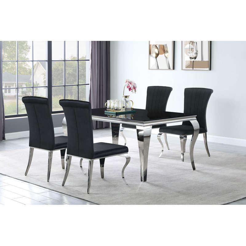Chaise d'appoint rembourrée en velours Javery, Noir