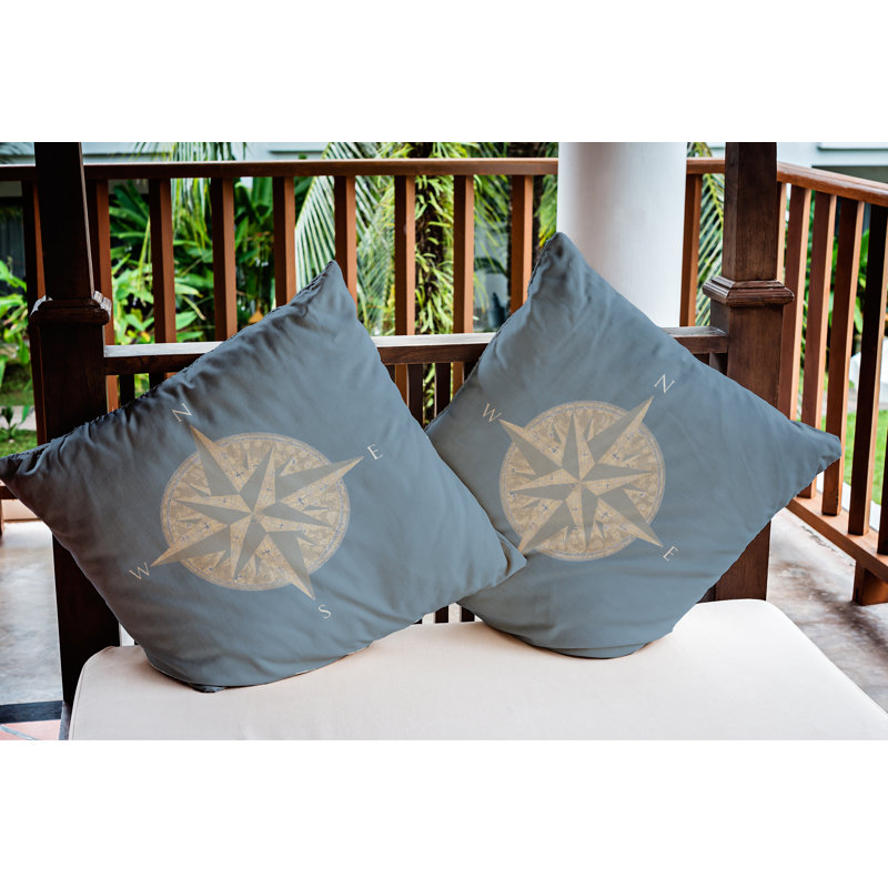 Compass Pillow Cover & Insert, Dusty Smoke, 16" x 16"