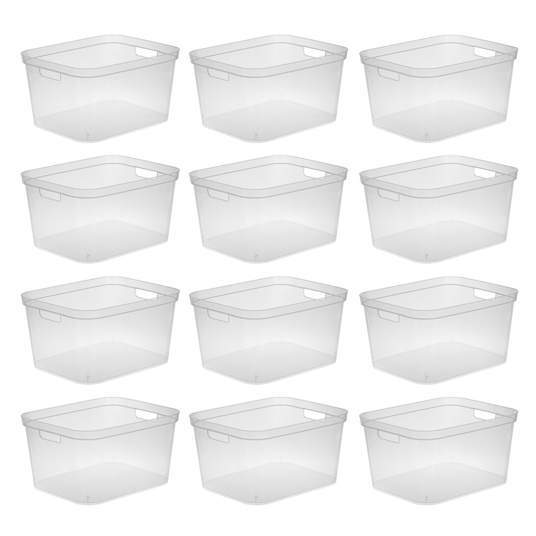 Sterilite 8.25x12.25x15 In Storage Bin w/ Carry Through Handles, Clear (12 Pack) (Set of 12) Sterilite
