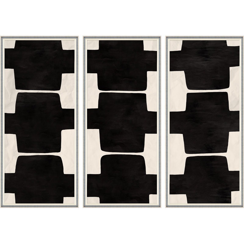 Black And White Abstract 3 Triptych (Var. 2) Print by Paule Marrot