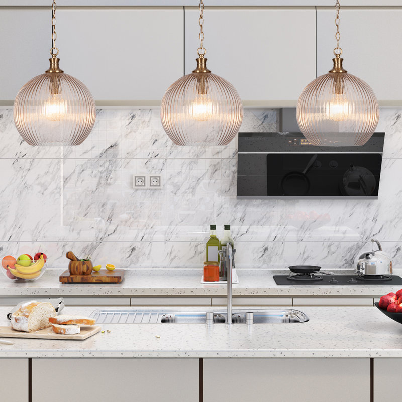 Luminaire suspendu à chaîne 1 lumière Carina, Laiton