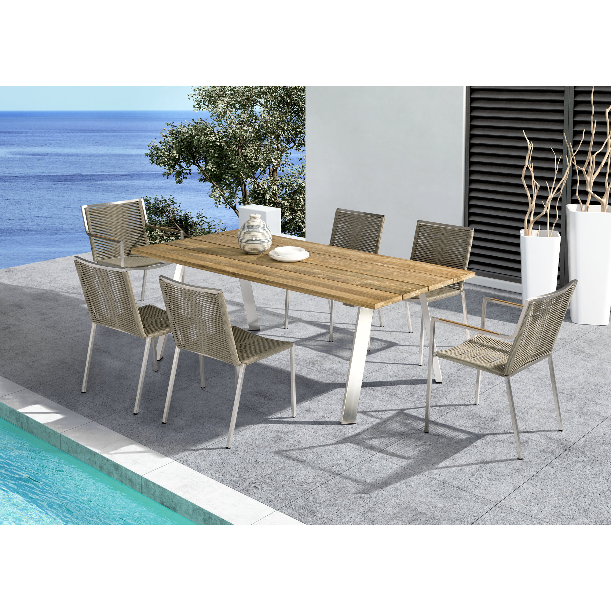 Richelle 79'' Wood Outdoor Dining Table