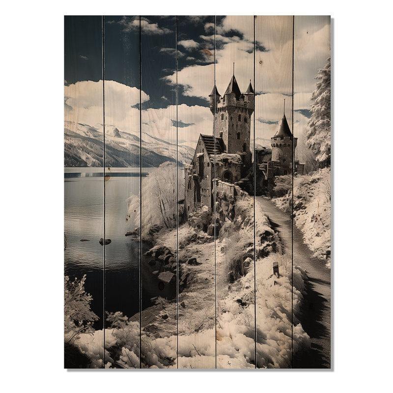 Allemagne, beau paysage, noir et blanc, impression de paysages urbains sur bois de pin naturel, H 32 po x l 24 po x P 0,78 po