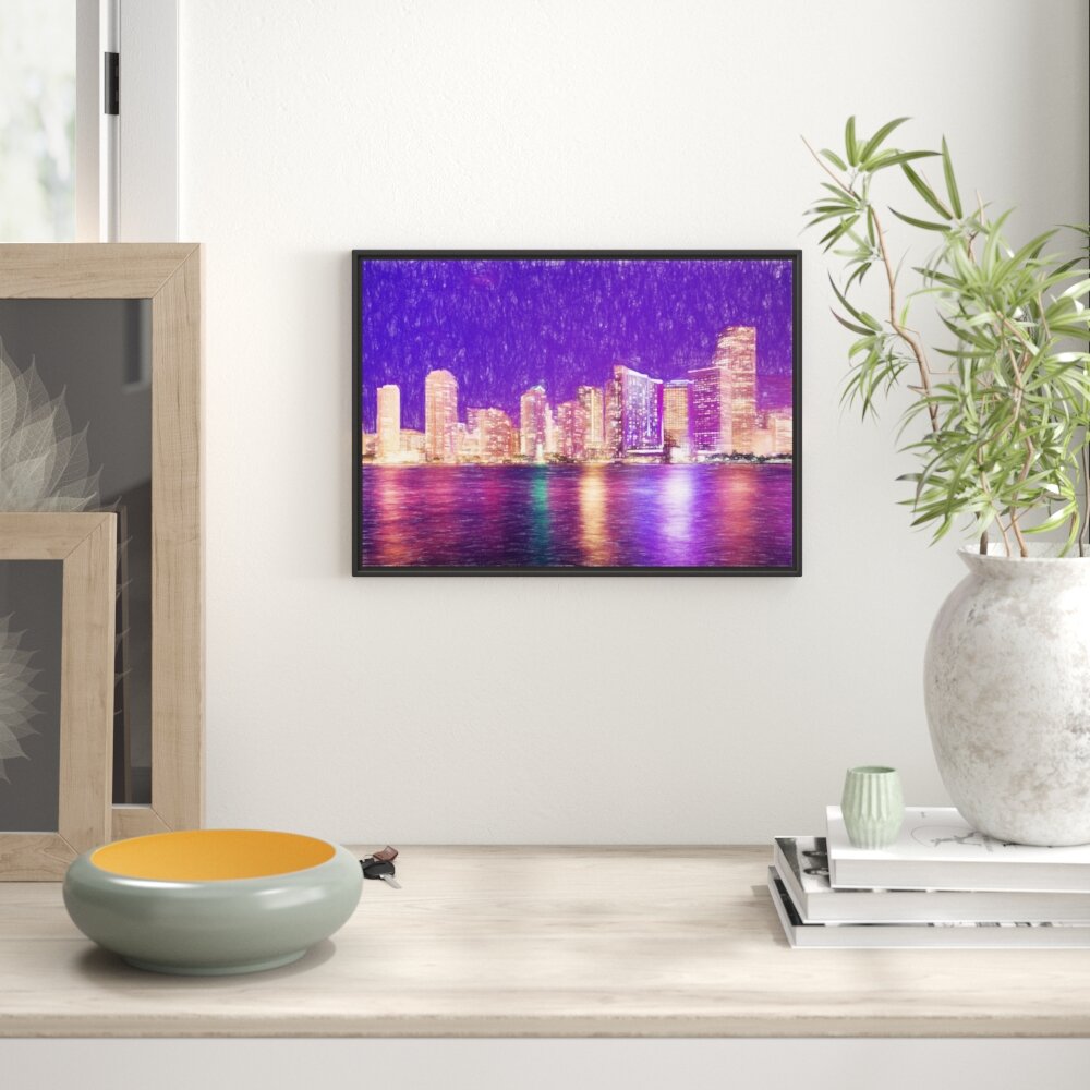 Gerahmtes Wandbild Skyline von Miami Florida