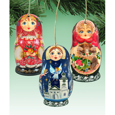 5'' Wood People Hanging Figurine Ornament