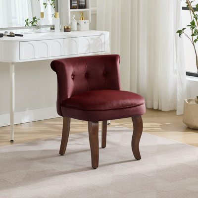 Tufted Upholstered Velvet Vanity Chair with Solid Wood Legs