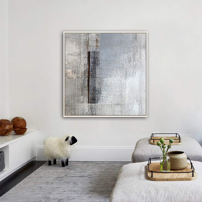 Noir, gris et blanc, Blanc, H 24 po x l 24 po x P 1,5 po