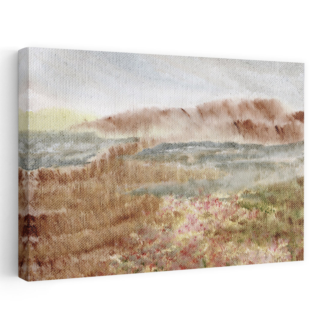Misty Mountain Heather Peaceful Serene Tranquil Landscape Mountain Wall Art Print