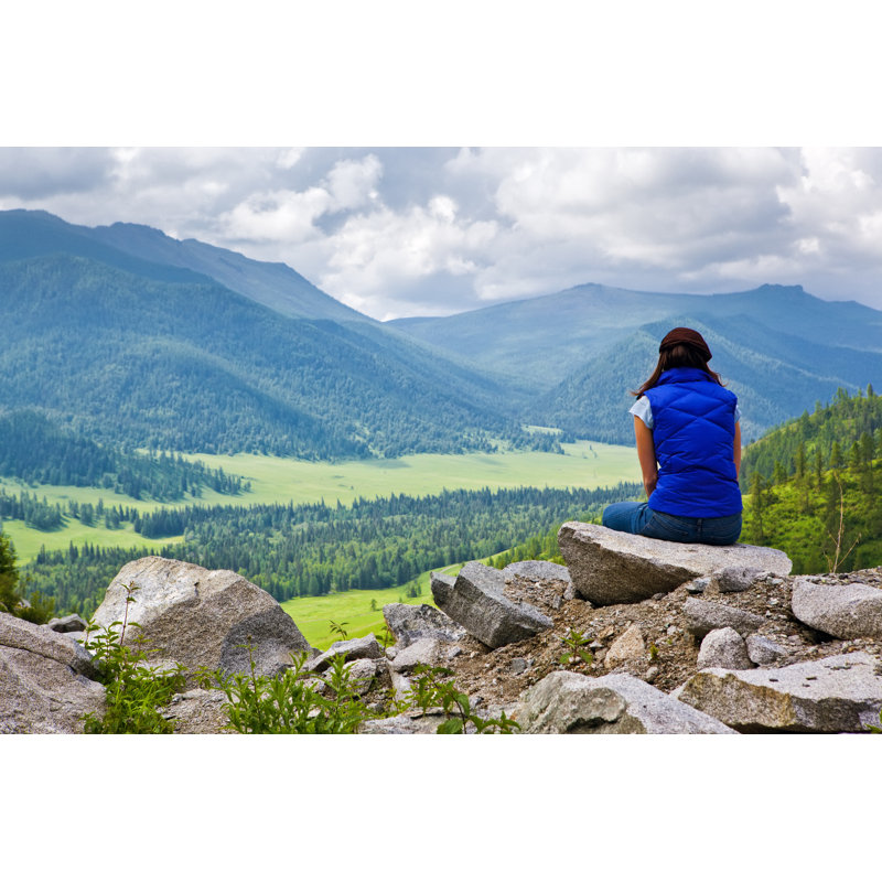 Woman In Mountains - Wrapped Canvas Print, 30cm H x 46cm W