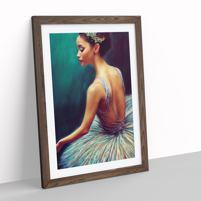 Beautiful Ballerina - Single Picture Frame Print, 64cm H x 46cm W x 2cm D, Walnut Framed