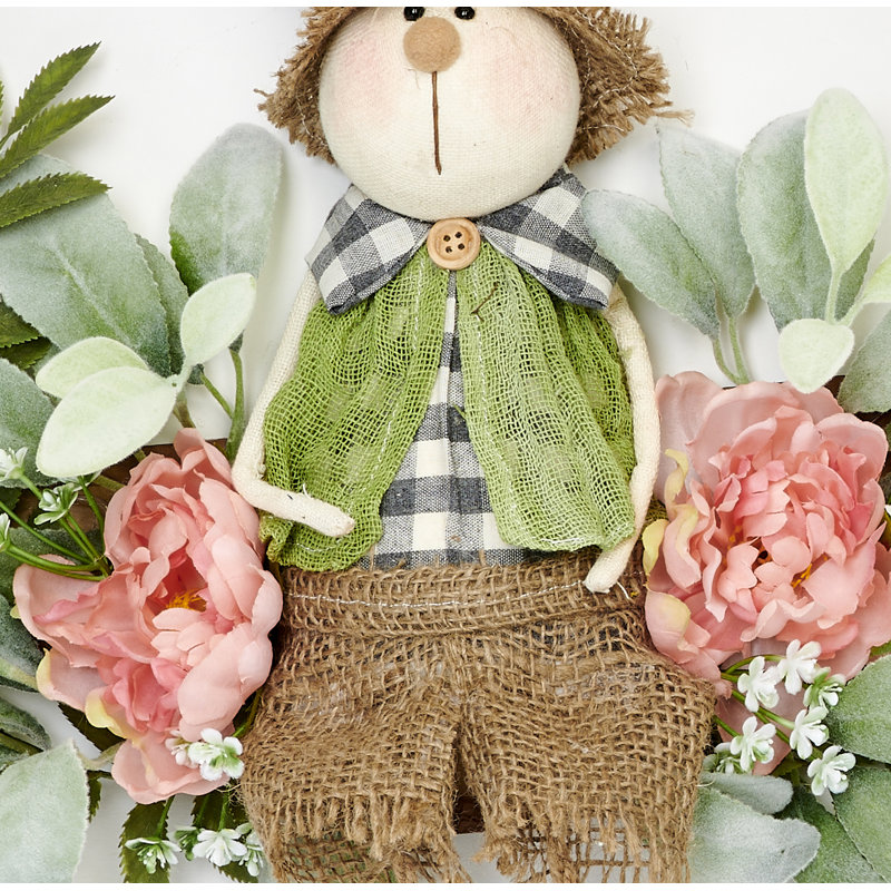 19" Easter Country Bunny Sitting on Wreath