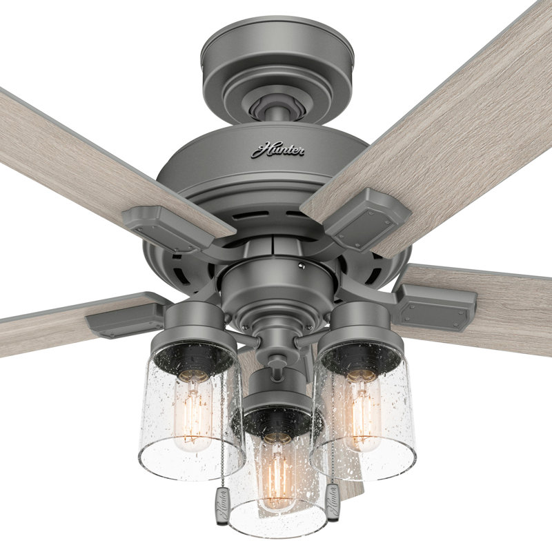 44" Matte Silver Hartland Ceiling Fan with LED Light and Remote