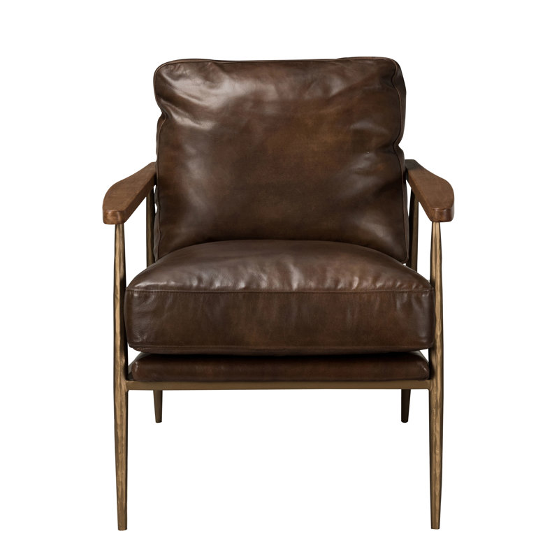 Arnold Leather Club Chair, Antique Brown/Brown