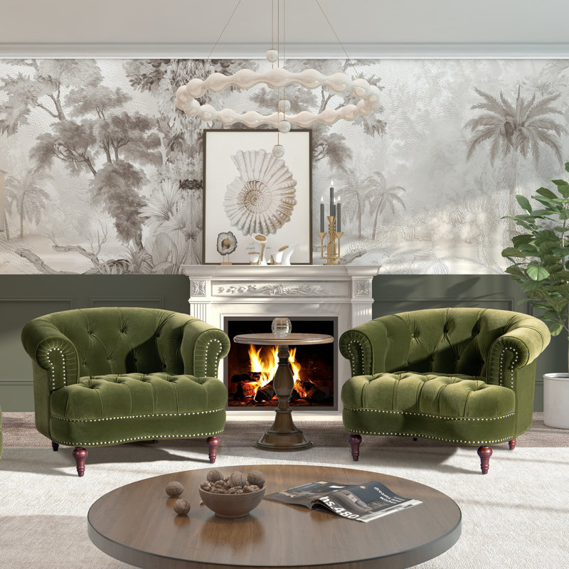 Mercer Velvet Armchair, Olive Green Velvet