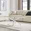 Lenworth Marble Effect Coffee Table - Glass Topped Metal Leg Centre Table-1341101700-1337976153