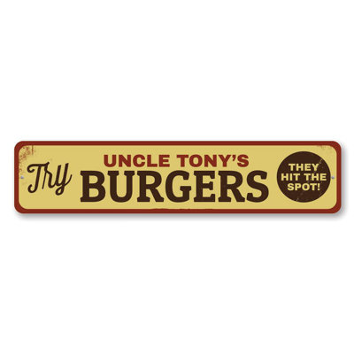 Panneau «Try Burgers» en aluminium