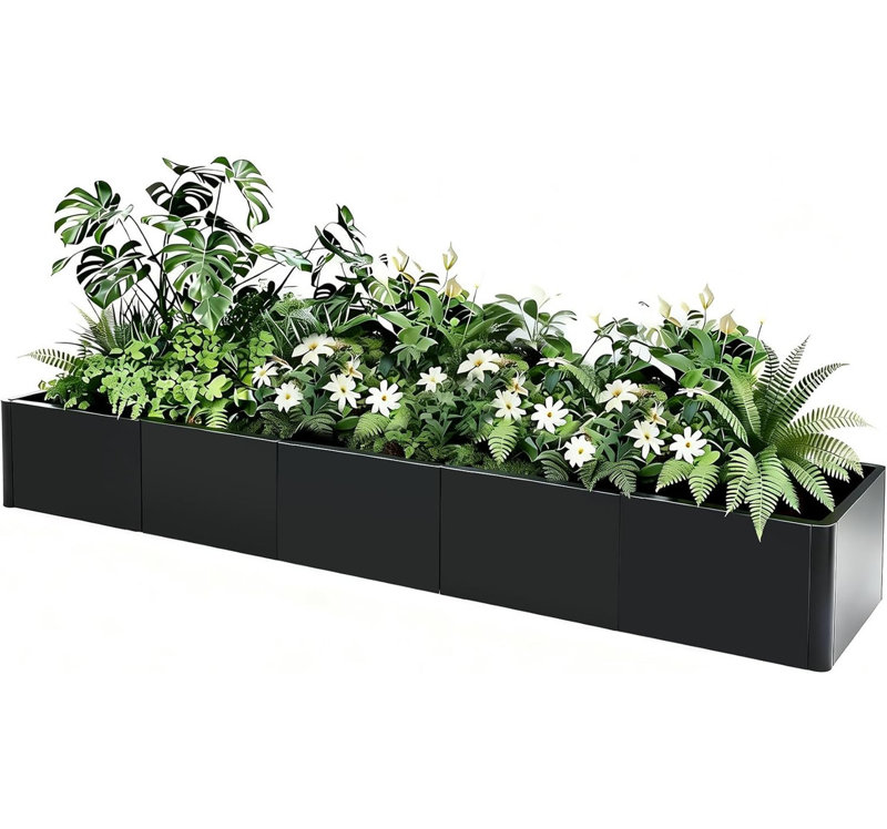 Boîte à fleurs rectangulaire en métal avec trous de drainage 20 à 70 po, ensemble de jardin surélevé Snap-On