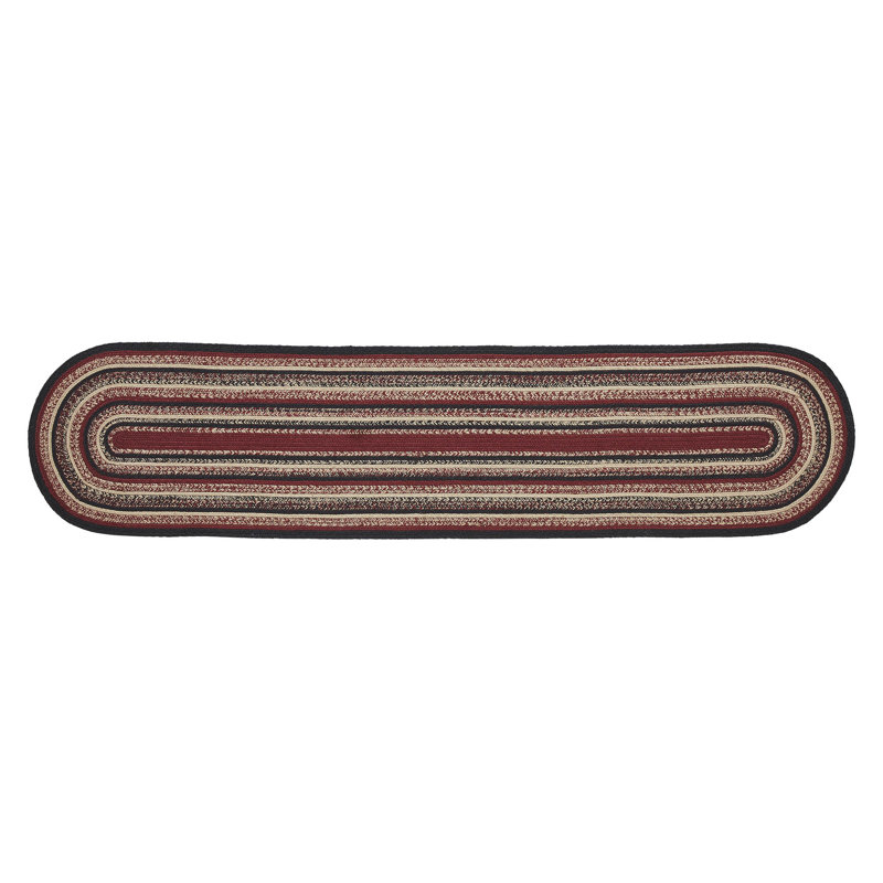 Batichon Hand Braided Striped Indoor Rug, Oval 1'10" x 8'