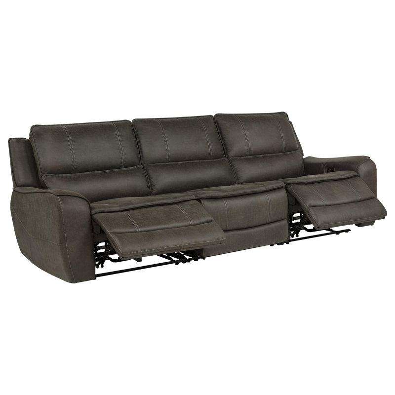 Norlina Upholstered 111 " Microfiber / Microsuede Sofa Power Reclining