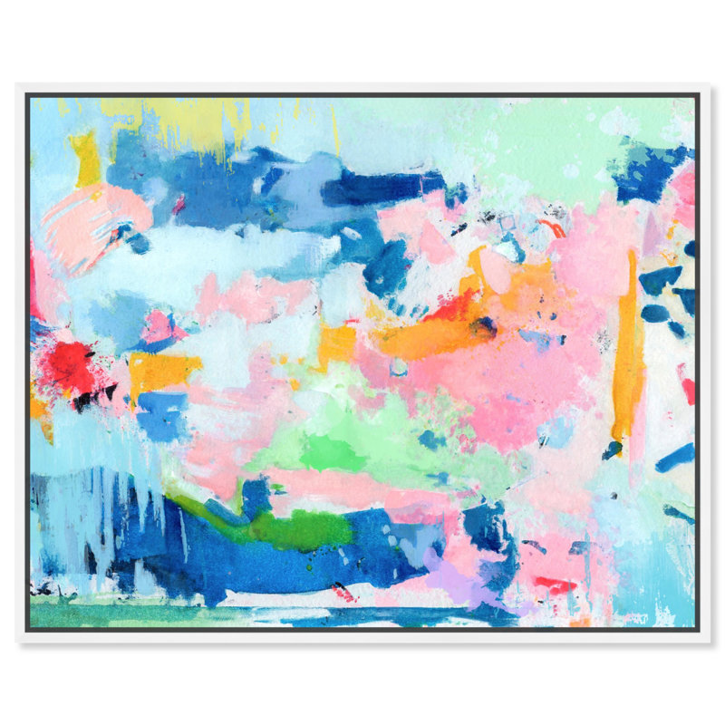 Art mural abstrait coloré sur toile Peaceful Haven par Art Remedy, Cadre blanc, H 31 po x l 37 po