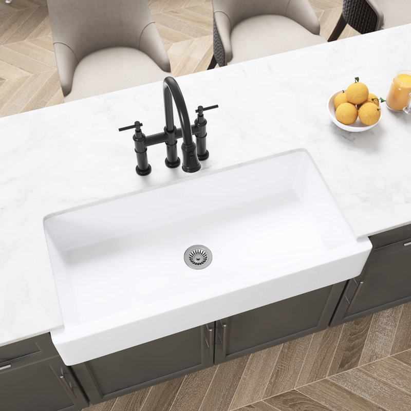 Ceramic Kitchen Sink : White Deep Apron Undermount, With Long Service Life Sink: Undermount Kitchen, Smooth Surface