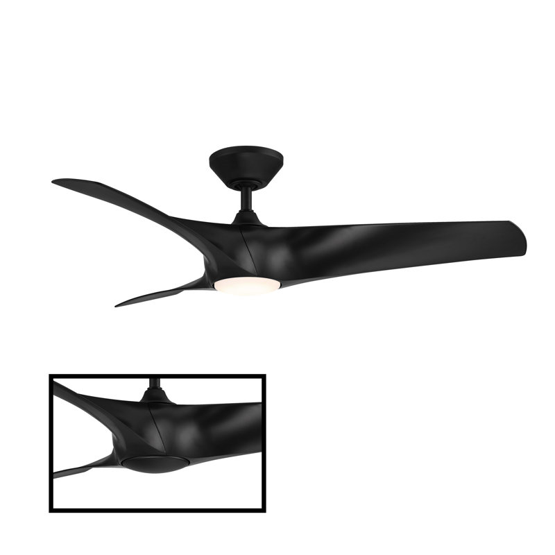 Zephyr 3 - Blade Outdoor/Indoor Smart Ceiling Fan with Light Kit And Remote Control Included, Matte Black, 62"