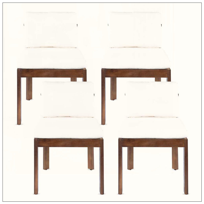 Chaise d'extérieur en bois d'acacia, Brown+Cream-4pieces