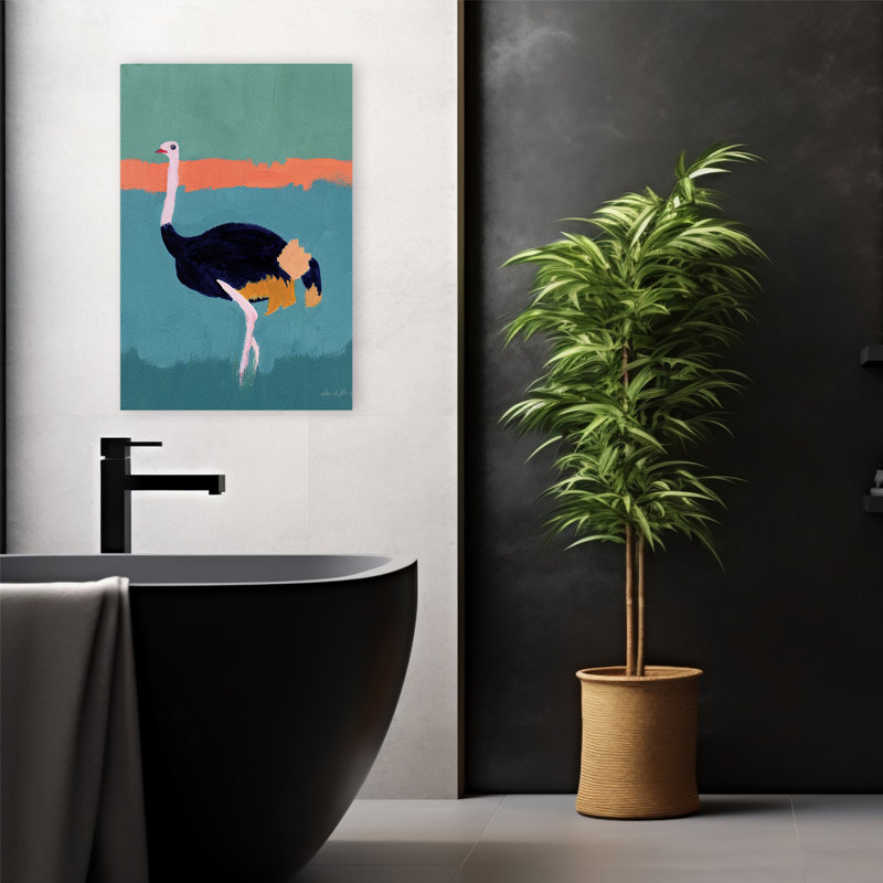 Autruche - animaux abstraits oiseaux noir, H 24 po x l 16 po