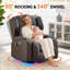 Fauteuil inclinable, berçant et pivotant à deux moteurs avec massage et chaleur, cuir d'unité centrale brun, 2 fauteuils-423310564