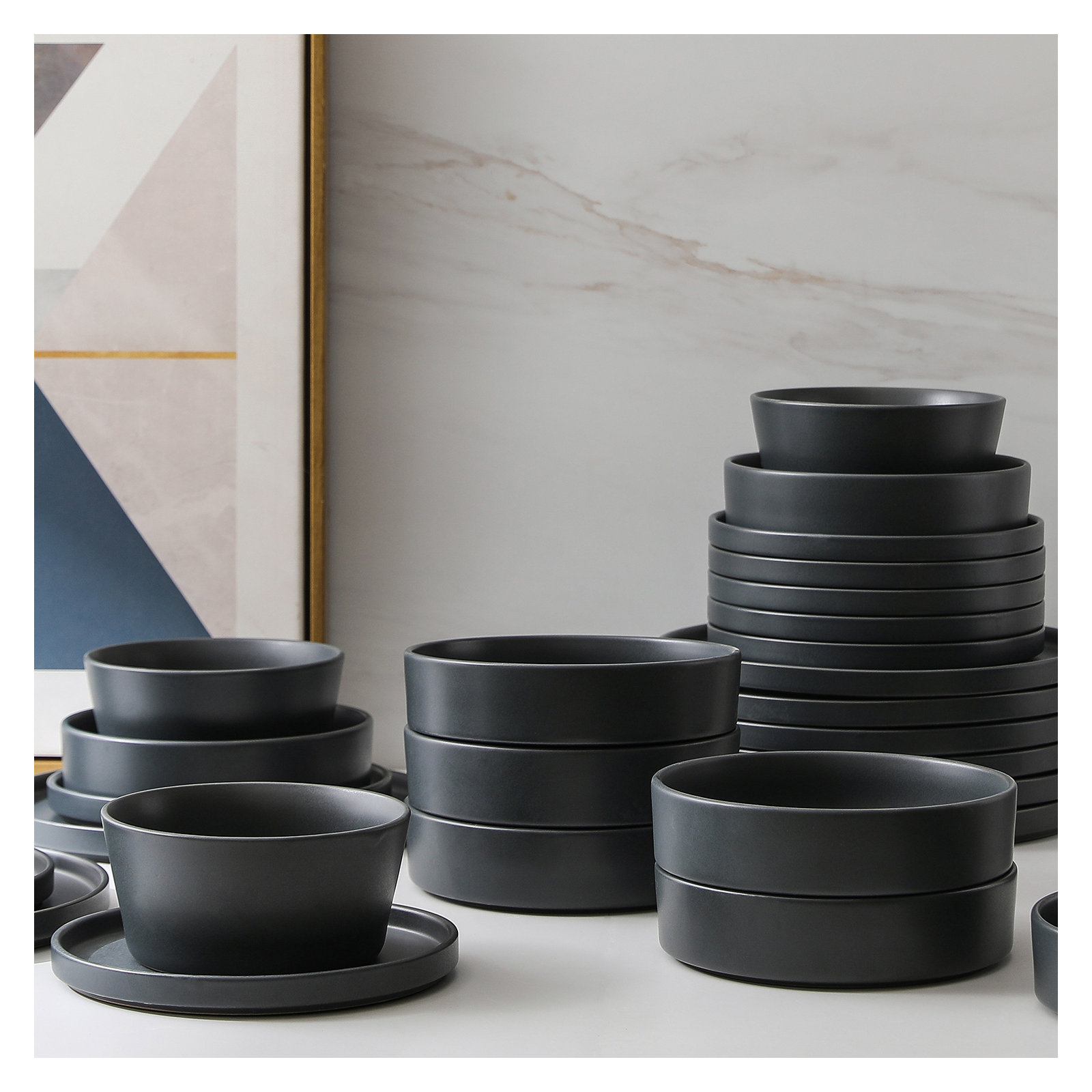 Stone Lain Celina Dinnerware Set Stoneware, Grey, 32